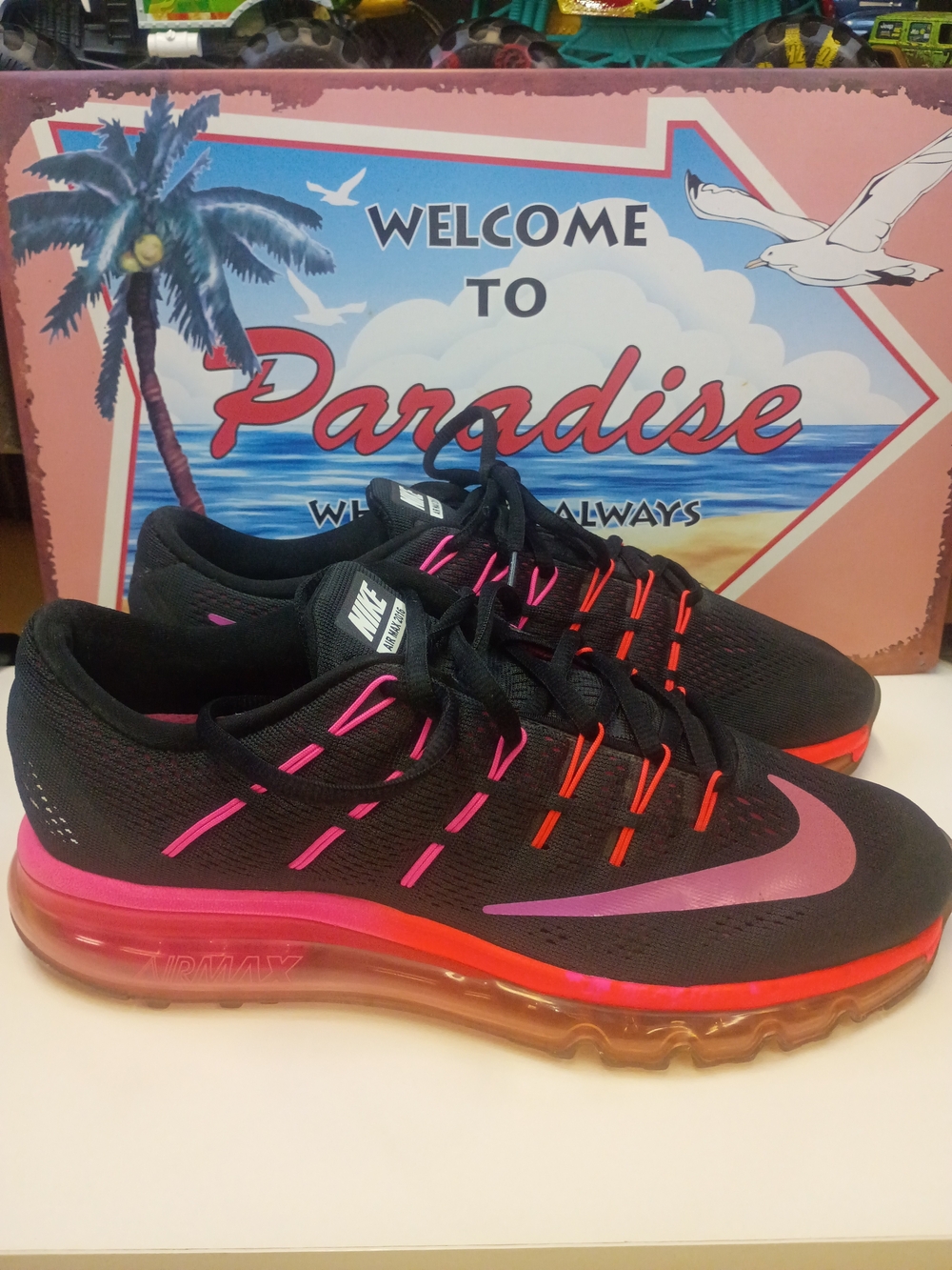Nike Women’s Air Max  Size 10 Black Sneakers with Pink and Orange Accents